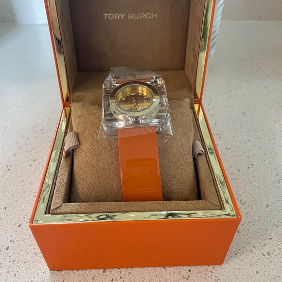 Tory Burch Accessories - Tory Burch Gold Dial Watch with Sapphire Crystal and Orange Strap